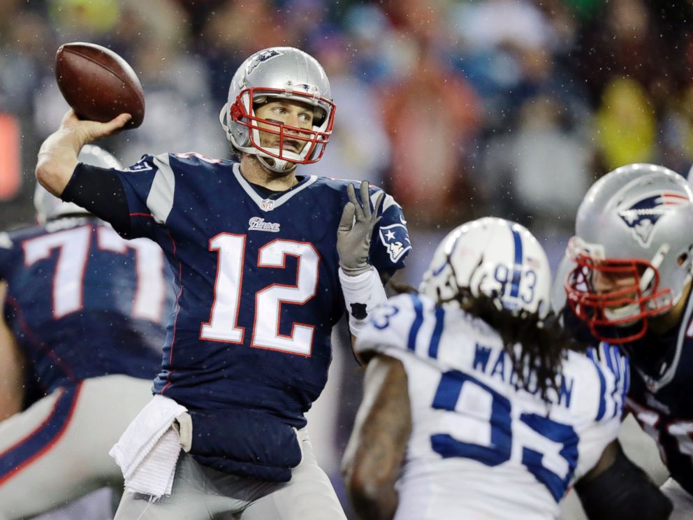 PHOTO: FILE - In this Jan. 18, 2015, file photo, New England Patriots quarterback Tom Brady (12)  passes against the Indianapolis Colts during the second half of the NFL football AFC Championship game in Foxborough, Mass.