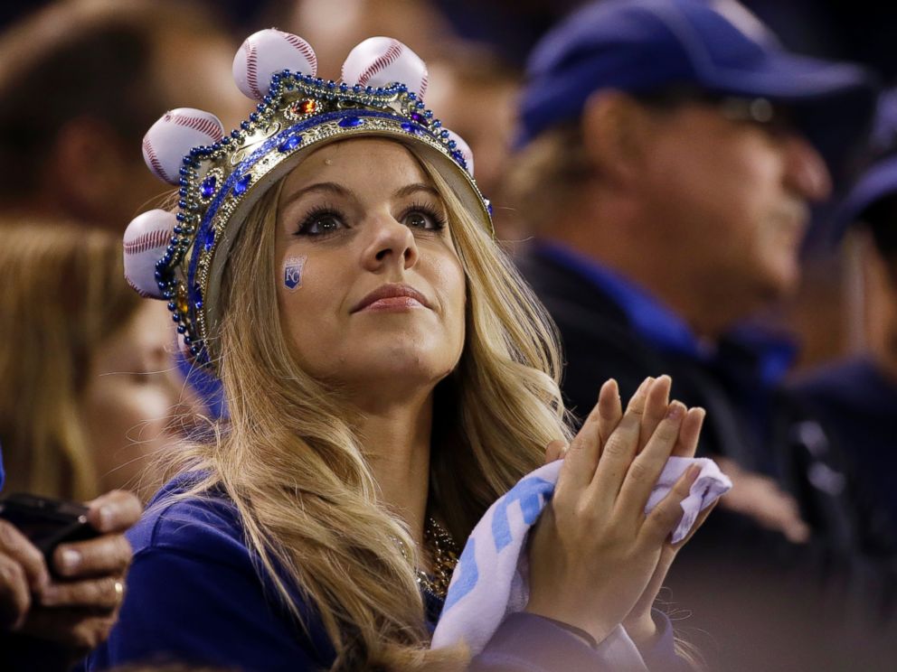 A Kansas City Royals fan watches during the second inning of Game 6 of baseball's World Series against the San Francisco Giants, Oct. 28, 2014, in Kansas City, Mo.