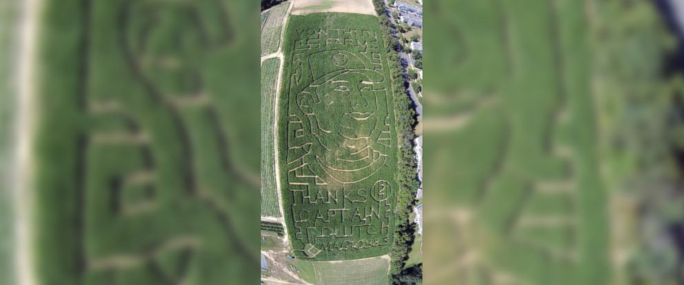 PHOTO: An aerial drone photo depicts a corn maze honoring the New York Yankees' Derek Jeter
