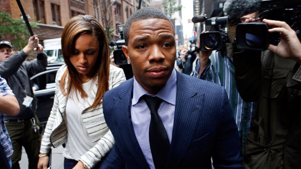 PHOTO: Ray Rice arrives with his wife, Janay, for an appeal hearing of his indefinite suspension from the NFL, Nov. 5, 2014, in New York. 