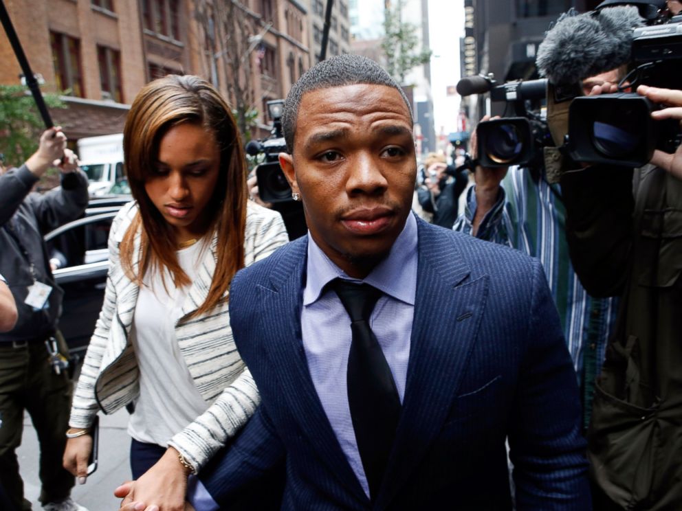 PHOTO: Ray Rice arrives with his wife, Janay, for an appeal hearing of his indefinite suspension from the NFL, Nov. 5, 2014, in New York.