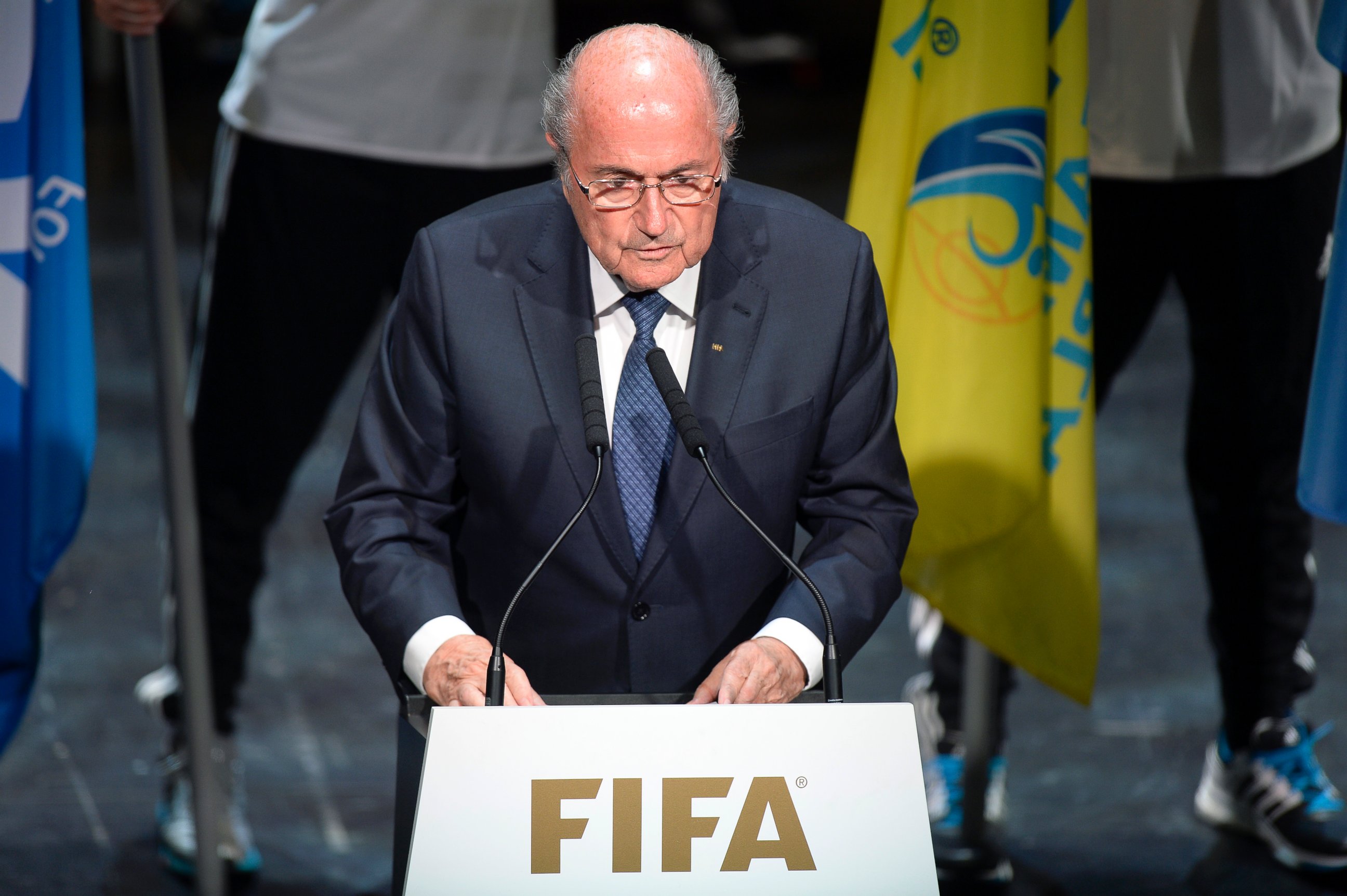 PHOTO: FIFA President Sepp Blatter speaks at the opening ceremony of the FIFA congress in Zuerich, Switzerland, May 28, 2015.