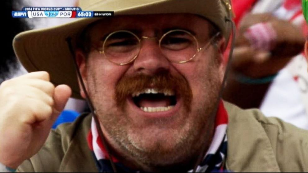 PHOTO: Mike D’Amico, a member of the U.S. soccer fan group ‘American Outlaws,’ appearing as Teddy Roosevelt at a U.S. match in Brazil.