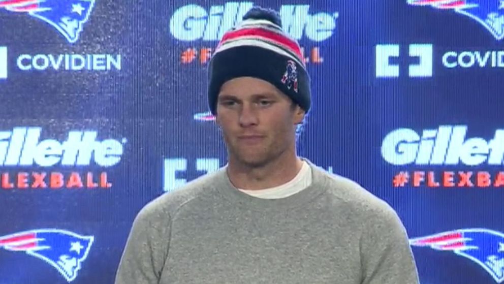 Patriots quarterback Tom Brady holds a press conference to address "deflate-gate" controversy, Jan. 22, 2015.