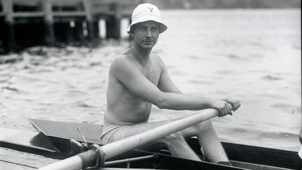 PHOTO: Cornelius Vanderbilt Whitney rows at the bow position in the Yale varsity second crew, which meets the Harvard seconds at the Yale-Harvard regatta.