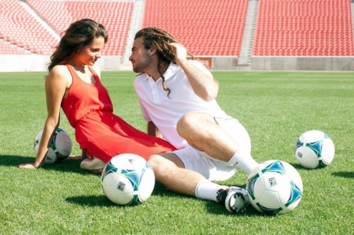 PHOTO: Kate Pappas and Kyle Beckerman spend some time on the field together.