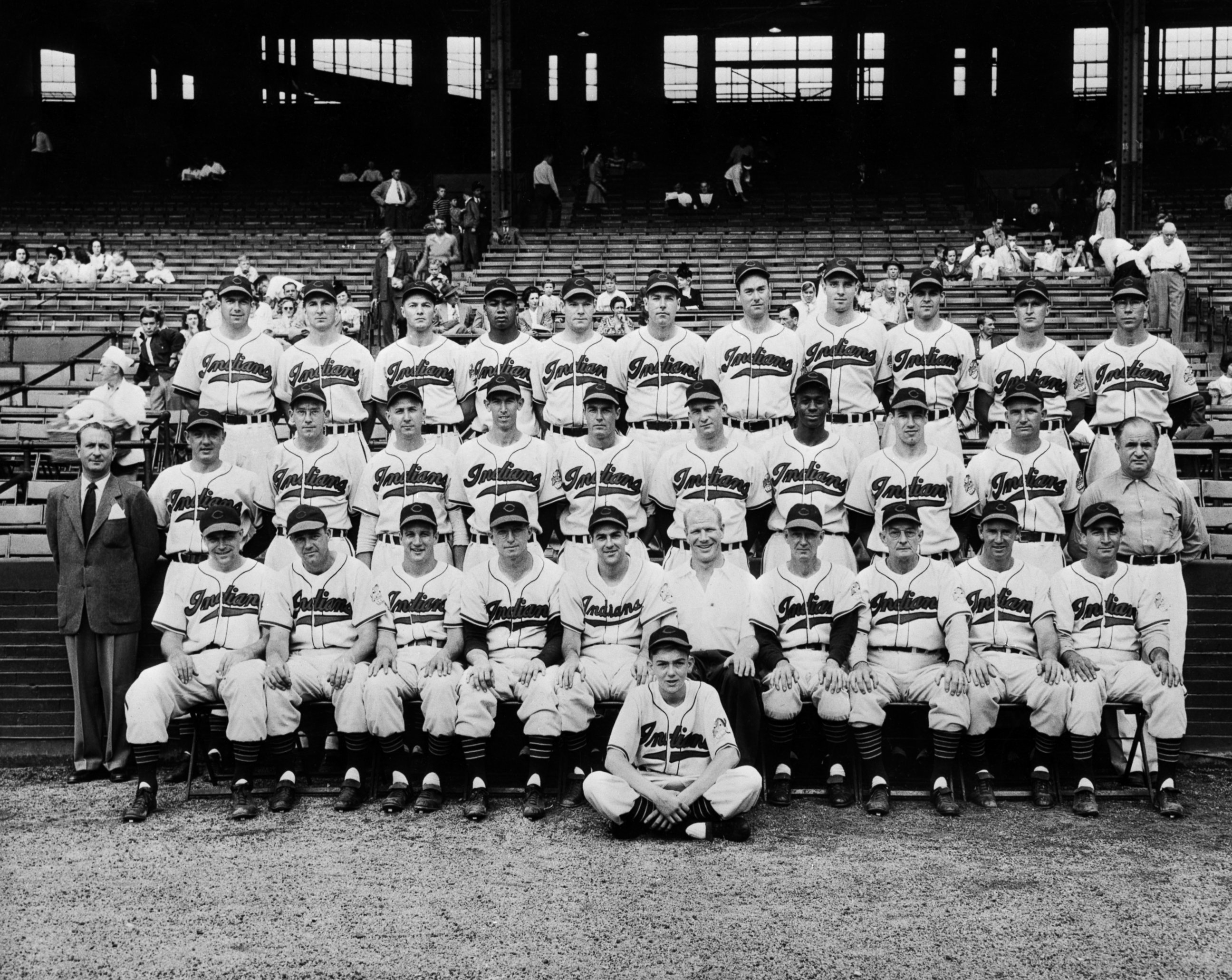 PHOTO: Team photo showing the American League contenders for the 1948 World Series, the Cleveland Indians.