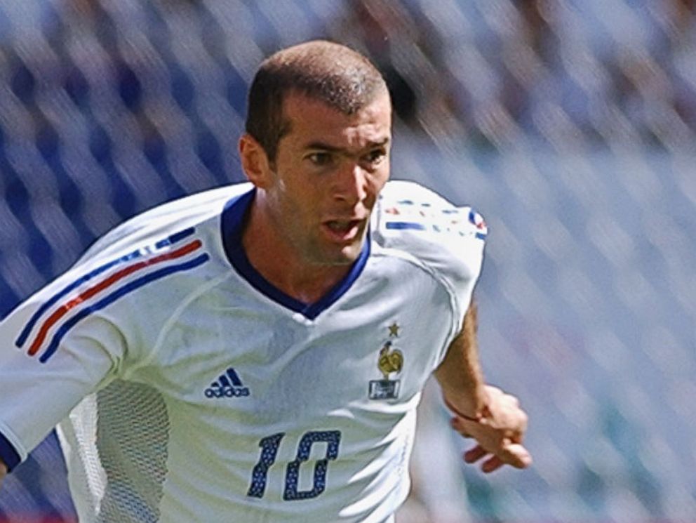 PHOTO: Zinedine Zidane of France, playing his first game in this World Cup, dribbles up the field, in this June 11, 2002, file photo at the Incheon Munhak Stadium in Incheon, in the 2002 FIFA World Cup Korea/Japan. 