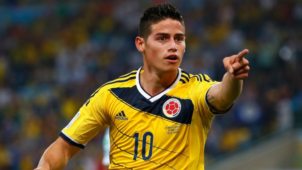 PHOTO: James Rodriguez of Colombia celebrates scoring his team's second goal and his second of the game during the 2014 FIFA World Cup Brazil round of 16 match between Colombia and Uruguay at Maracana on June 28, 2014 in Rio de Janeiro, Brazil. 