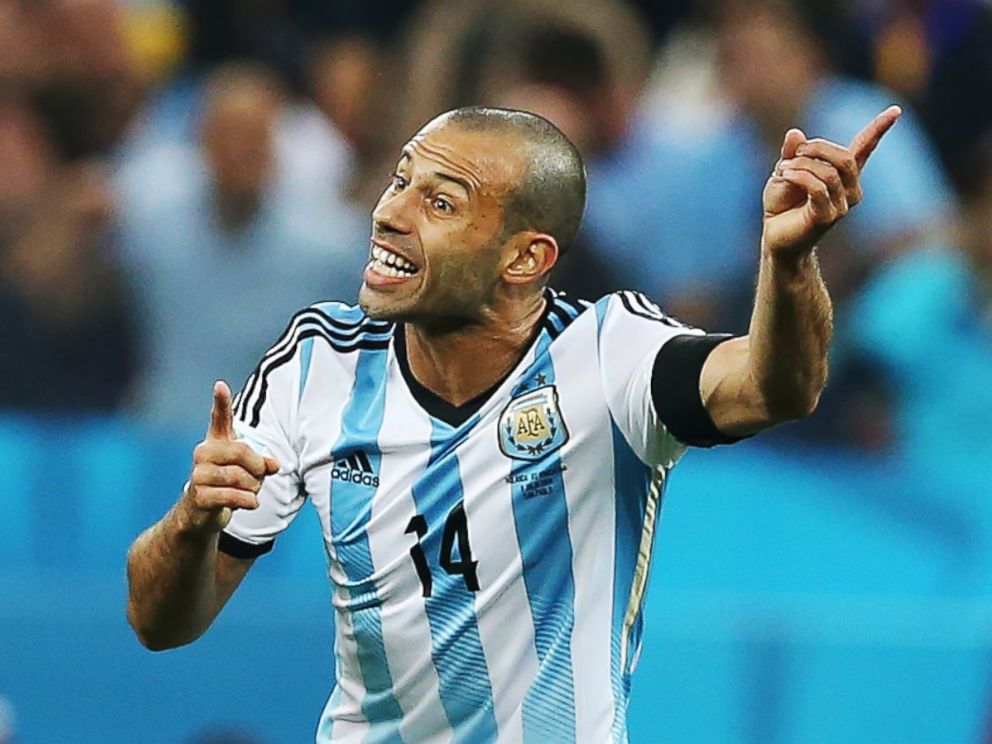 PHOTO: Javier Mascherano of Argentina gestures during the 2014 FIFA World Cup Brazil Semi Final match between Netherlands and Argentina at The Arena de Sao Paulo on July 9, 2014 in Sao Paulo, Brazil.