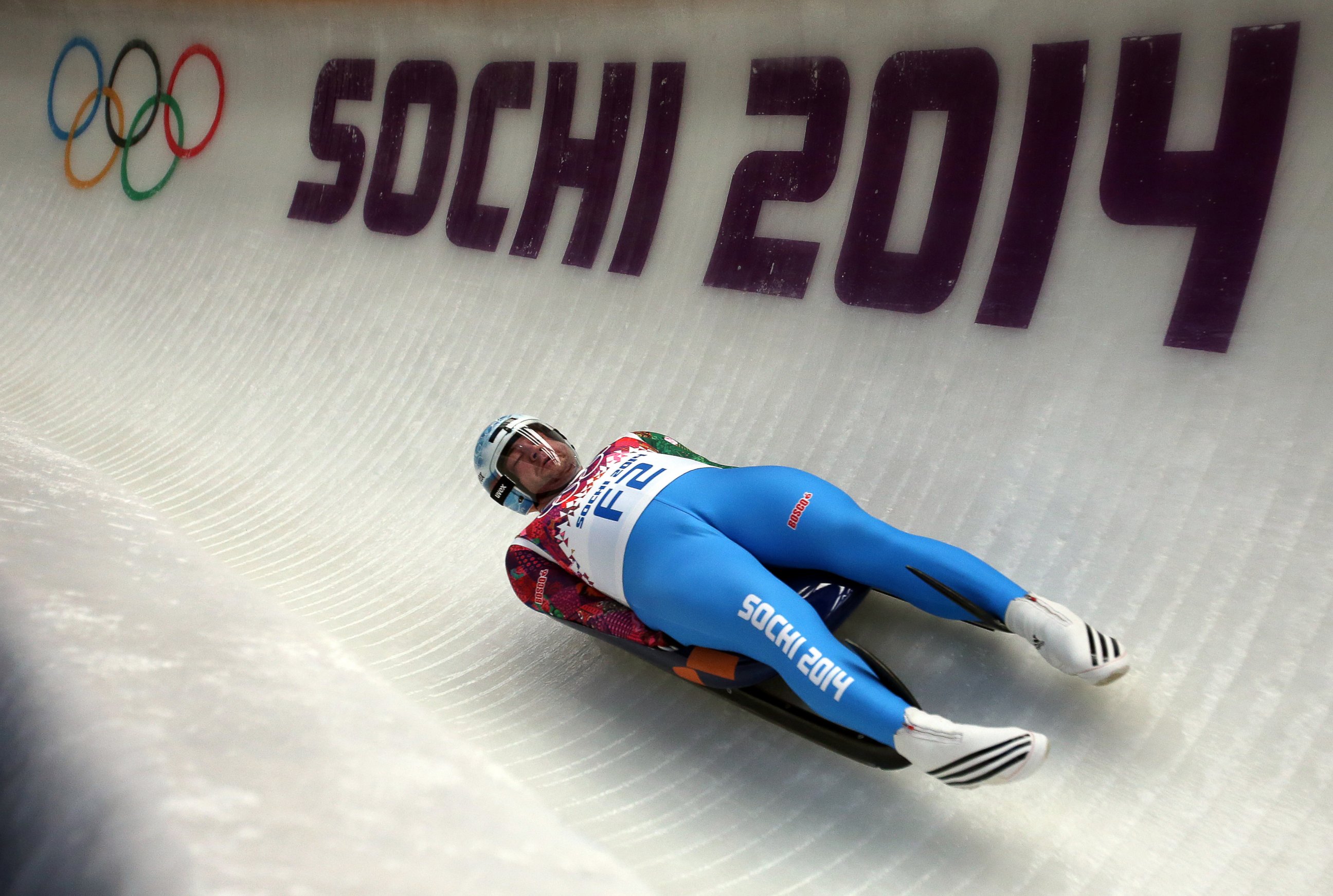 PHOTO: A Fore Runner goes down the track during the Men's Luge Singles