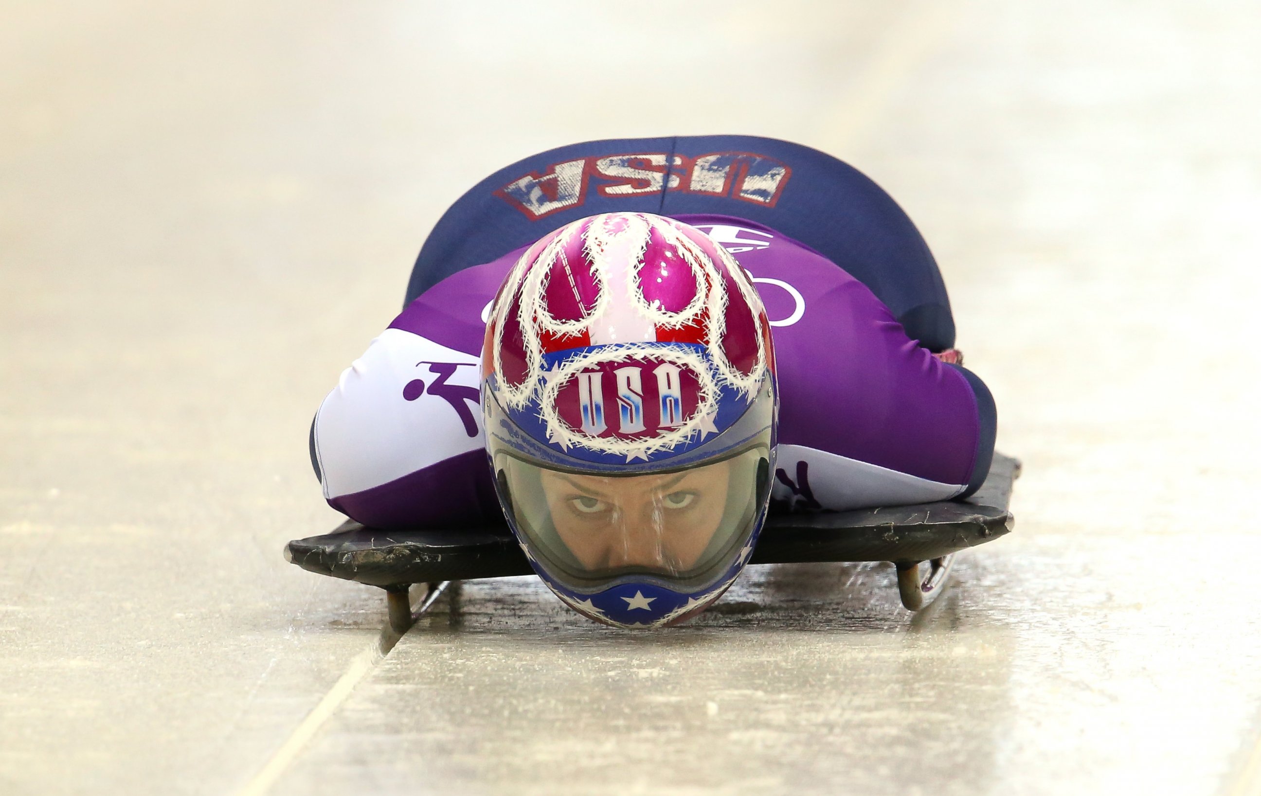 PHOTO: Noelle Pikus-Pace of USA practices during a Women's Skeleton training session 