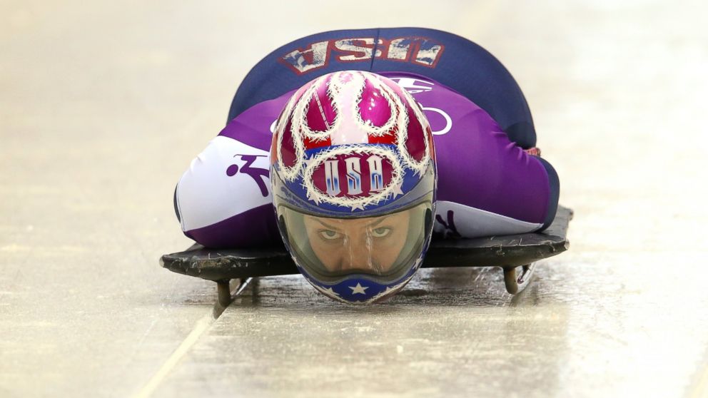 PHOTO: Noelle Pikus-Pace of USA practices during a Women's Skeleton training session 
