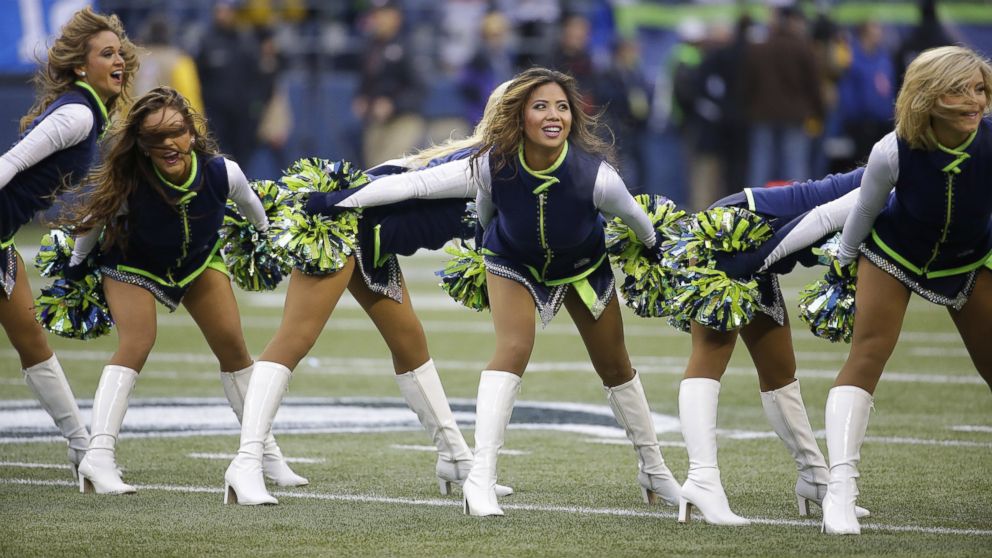 Seattle Seahawks cheerleaders perform before the NFC Championship game agai...