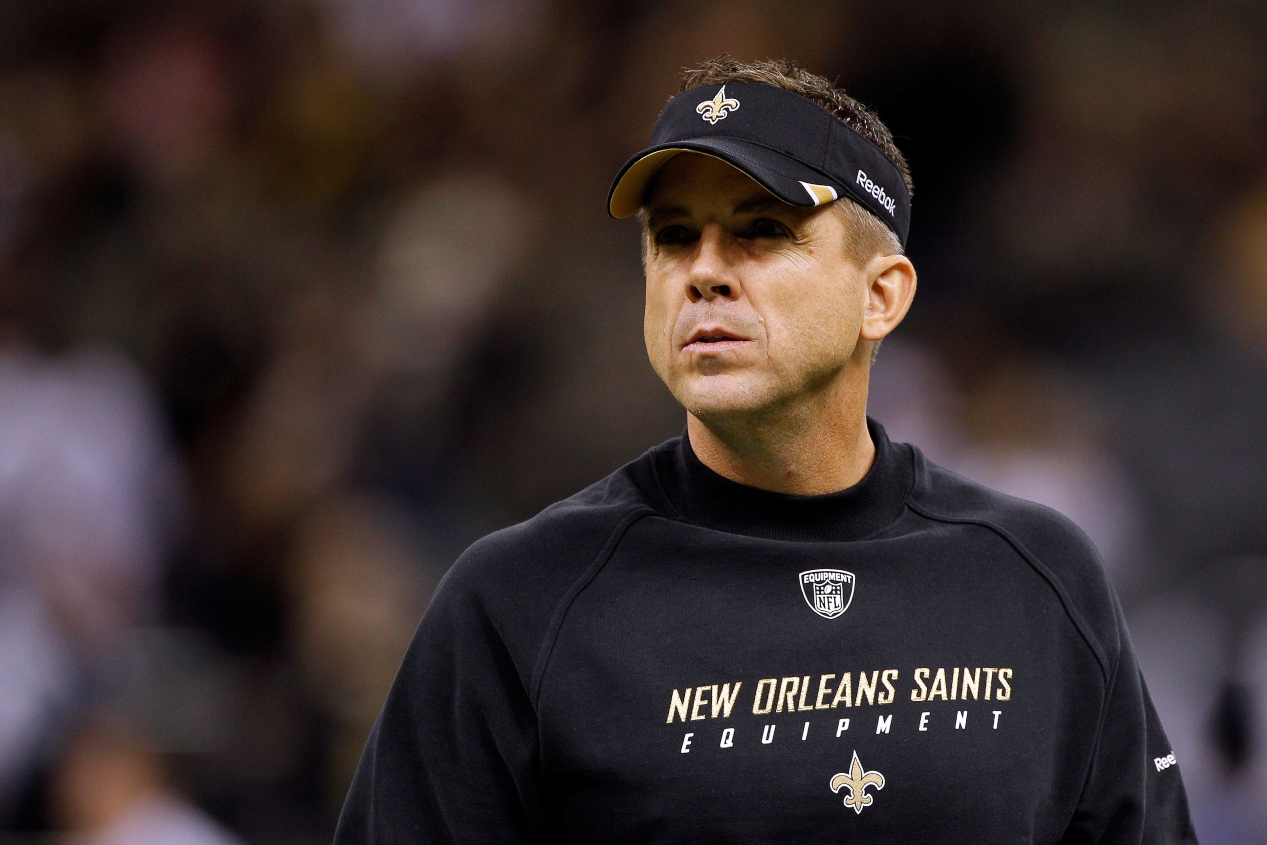 PHOTO: Sean Payton of the New Orleans Saints looks on during warm-ups