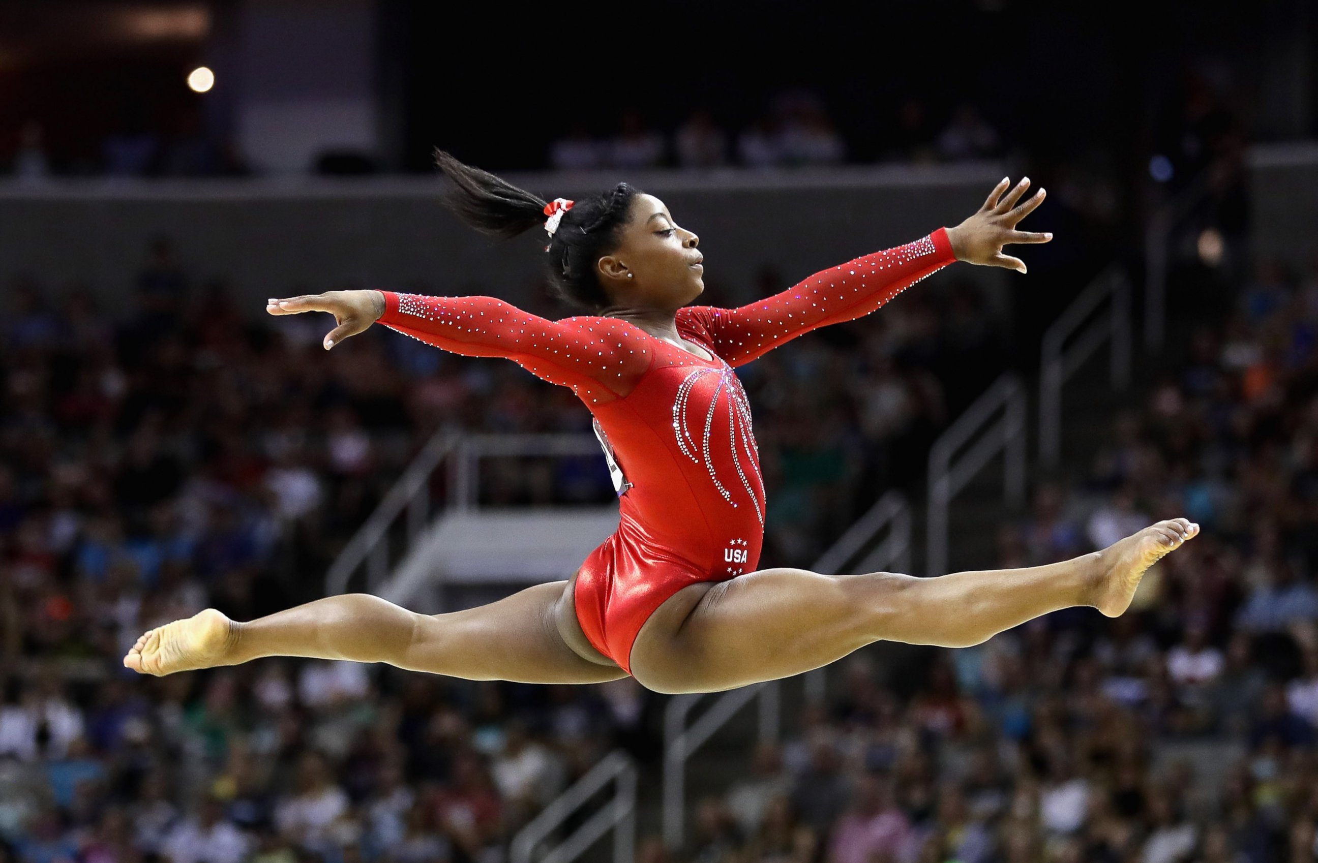 PHOTO: Simone Biles competes in the floor exercise during Day two of the 2016 U.S. Women's Gymnastics Olympic Trials at SAP Center, July 10, 2016, in San Jose, California.