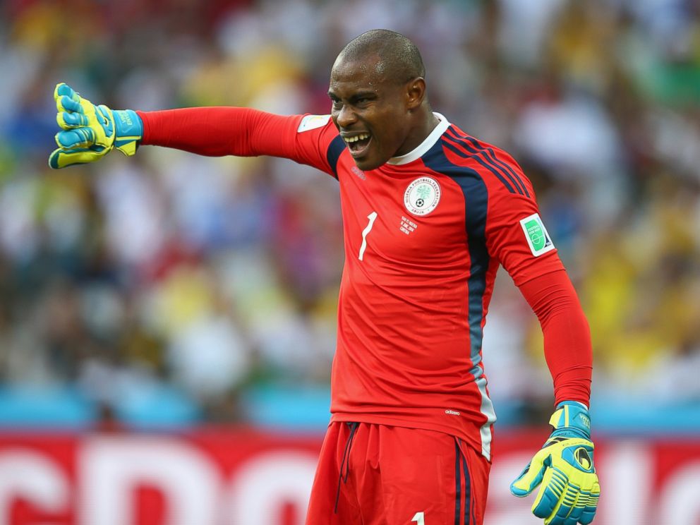 PHOTO: Vincent Enyeama of Nigeria gestures during the 2014 FIFA World Cup Brazil Group F match between Iran and Nigeria at Arena da Baixada on June 16, 2014 in Curitiba, Brazil.