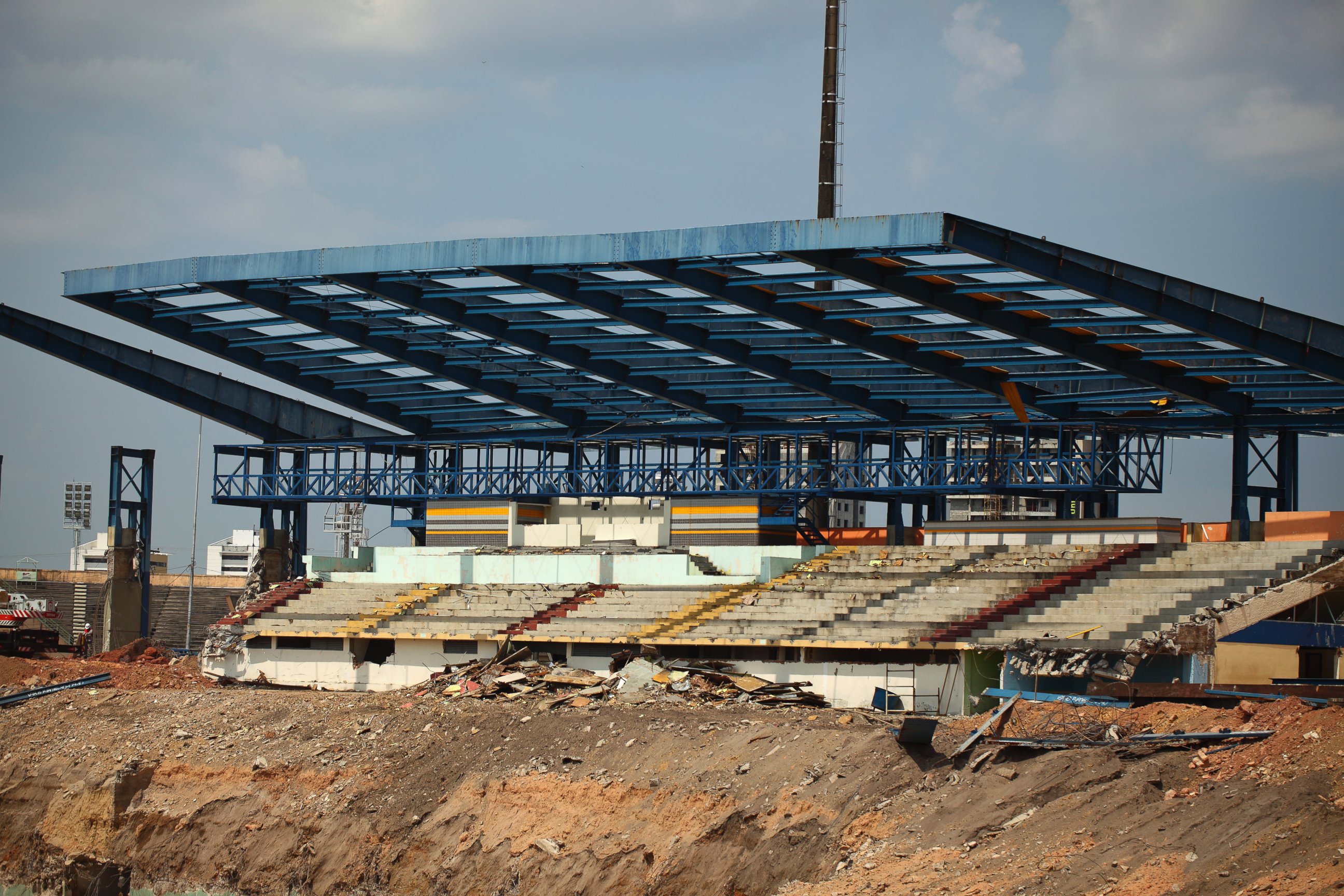 PHOTO: General view of construction work at the Arena Amazonia, formerly known as Vivaldao Stadium, in this Oct. 1, 2010, file photo in Manaus, Brazil. 