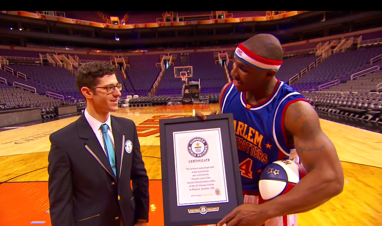 Corey "Thunder" Law is honored for his Guinness world record at US Airways Center in Phoenix, Nov. 12, 2014.
