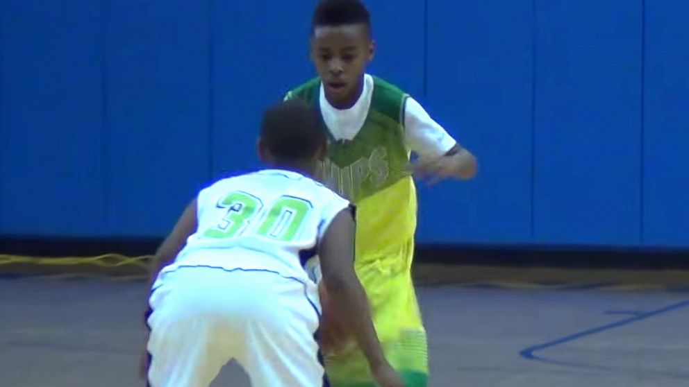 LeBron James Jr. dribbles in the Ronald Searles Holiday Classic in Houston.
