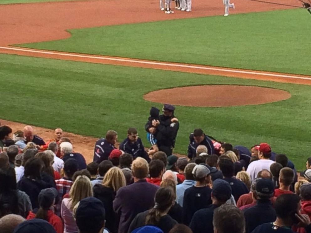 PHOTO: A woman suffered life-threatening injuries from a baseball bat during a Red Sox game at Boston's Fenway Park.