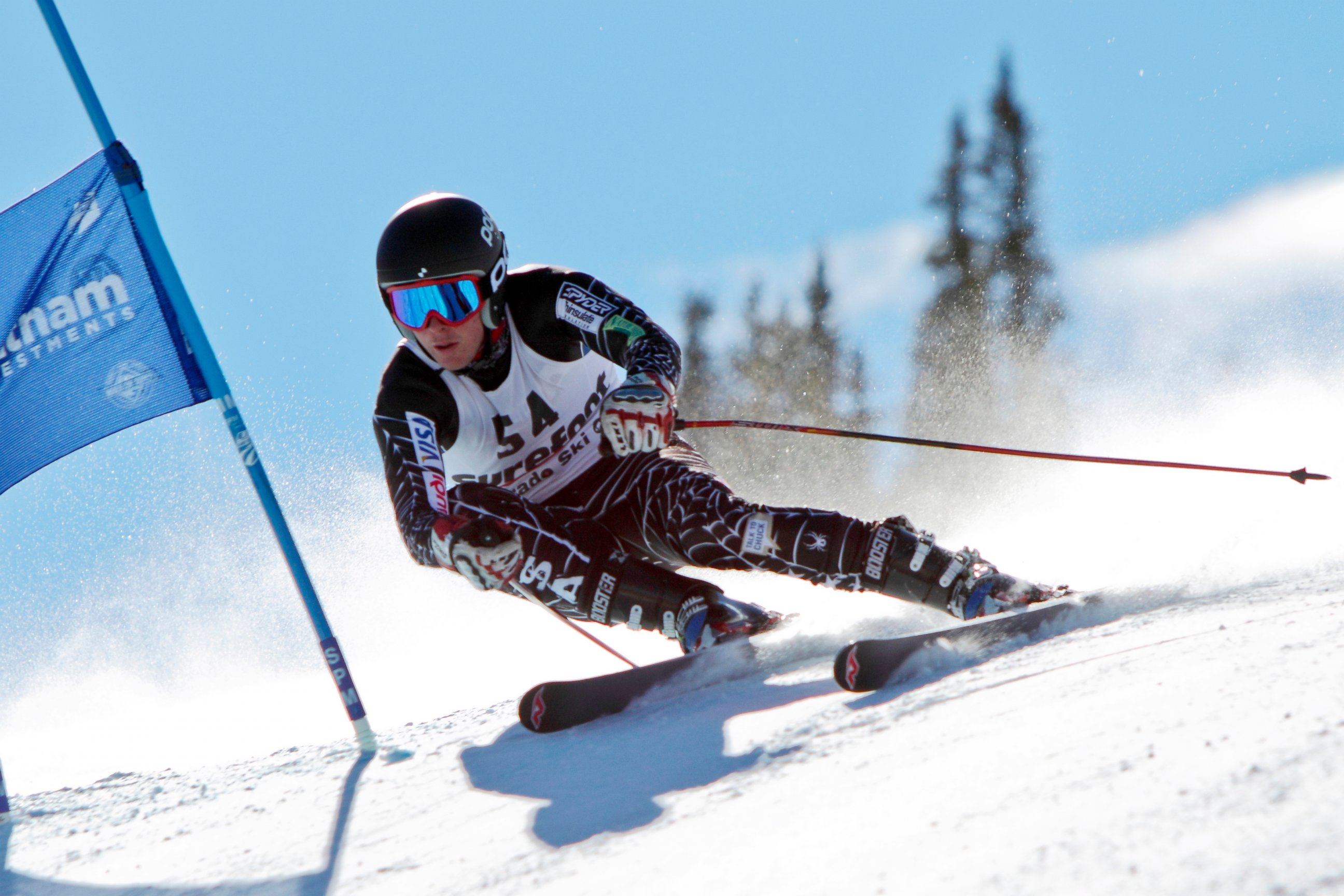 PHOTO: Ronnie Berlack skis past a slalom flag at the U.S. Ski Team Speed Center at Copper Mountain