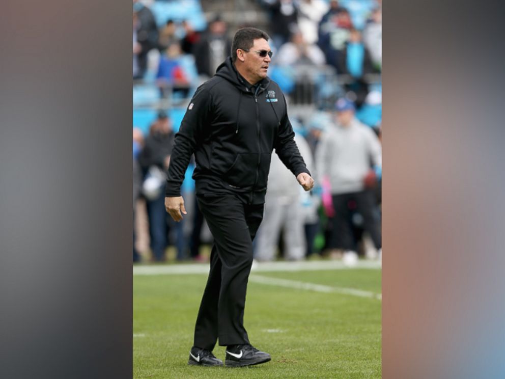 PHOTO: Head coach Ron Rivera of the Carolina Panthers looks on during pregame against the Seattle Seahawks at the NFC Divisional Playoff Game at Bank of America Stadium on Jan. 17, 2016 in Charlotte, North Carolina.  