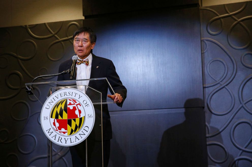 PHOTO: University of Maryland President Wallace Loh speaks at a news conference held on Aug. 14, 2018, to address the school's football program and the death of offensive lineman Jordan McNair, in College Park, Md. 