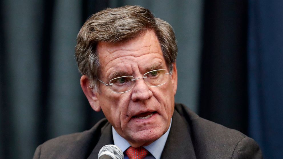 FILE - In this Nov. 6, 2018, file photo, Chicago Blackhawks Chairman Rocky Wirtz speaks during an NHL hockey press conference in Chicago. The Blackhawks are holding a briefing Tuesday, Oct. 26, 2021, to discuss the findings of an investigation into a