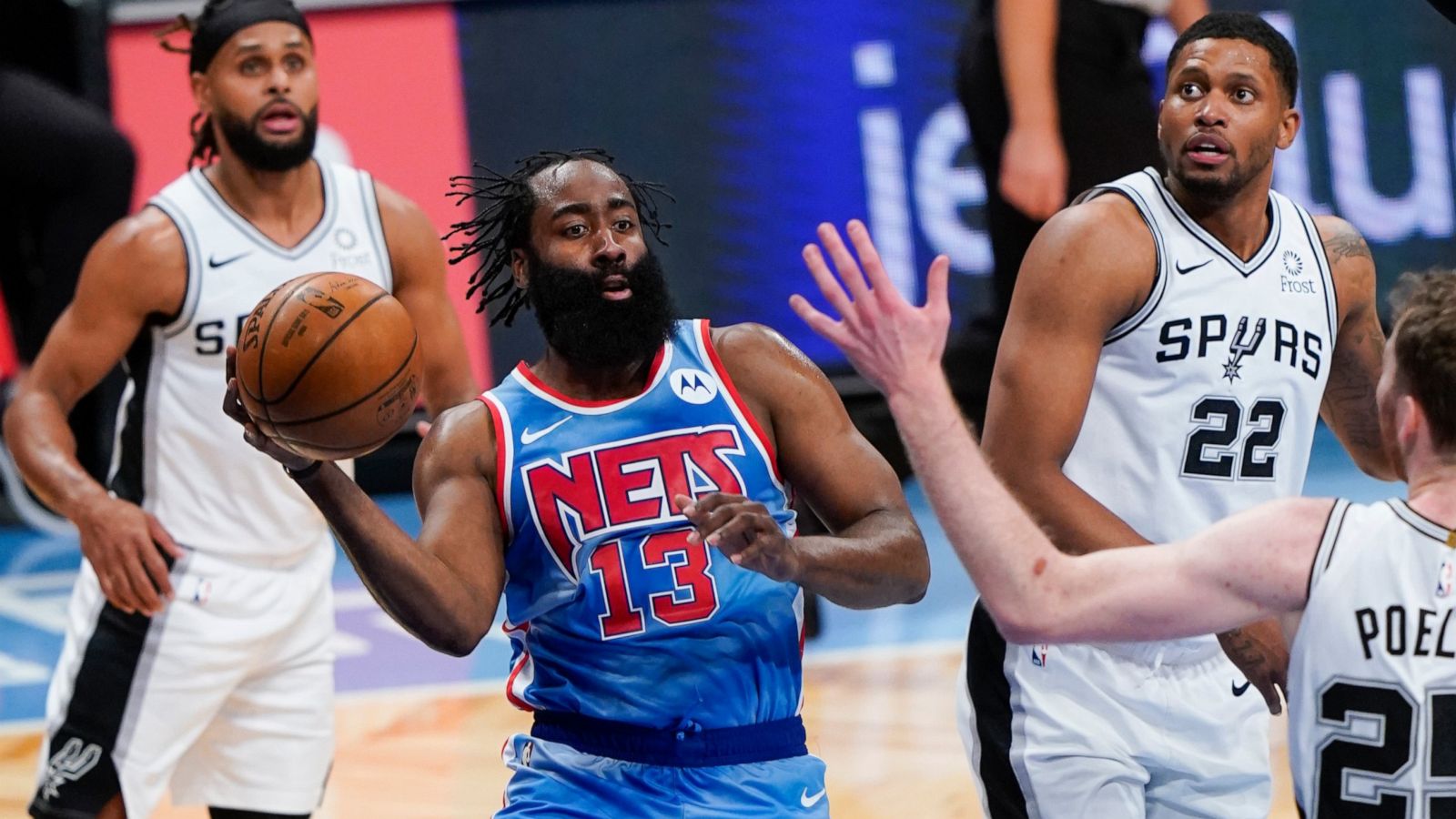 Harden returns to score 18 points, Nets beat Spurs 128-116 - ABC News