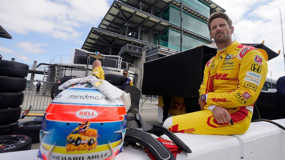 Romain Grosjean, of France, waits to drive during testing at Indianapolis Motor Speedway, Thursday, April 21, 2022, in Indianapolis. (AP Photo/Darron Cummings)