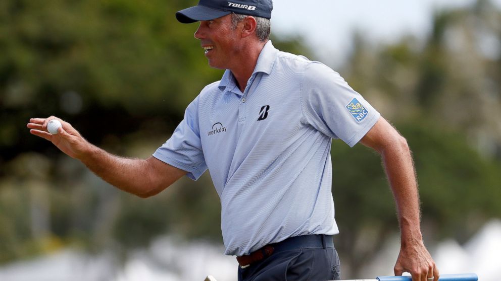 Matt Kuchar reacts to making a birdie putt on the first green during the third round of the Sony Open golf tournament Saturday, Jan. 12, 2019, at Waialae Country Club in Honolulu. (AP Photo/Matt York)