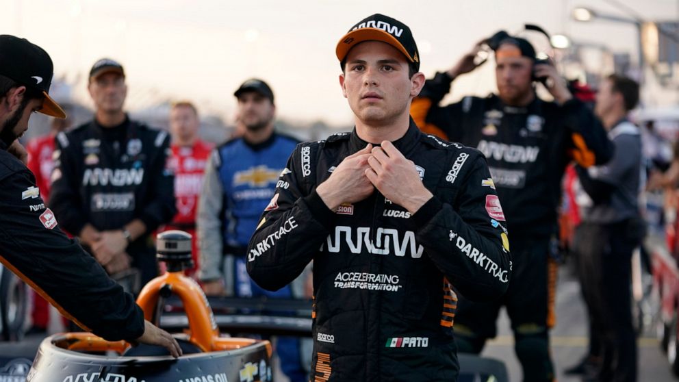 FILE - Pato O'Ward is shown before the start of an IndyCar auto race at World Wide Technology Raceway in Madison, Ill., Saturday, Aug. 21, 2021. Exhaustive fan surveys showed McLaren was voted the most popular F1 team, while Lando Norris won favorite