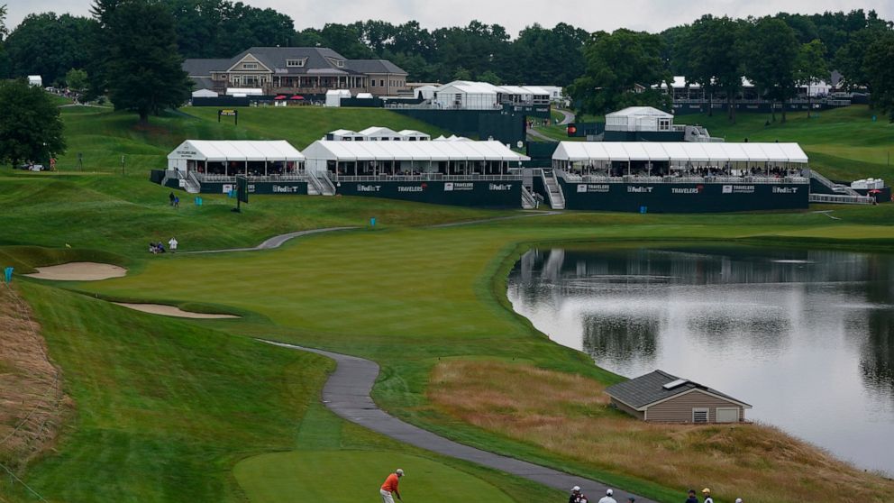 Golfers play during the Travelers Celebrity Pro-Am golf tournament at TPC River Highlands, Wednesday, June 22, 2022, in Cromwell, Conn. This week's Travelers Championship will feature six of the world's top 15 ranked players, including No. 1 Scottie 