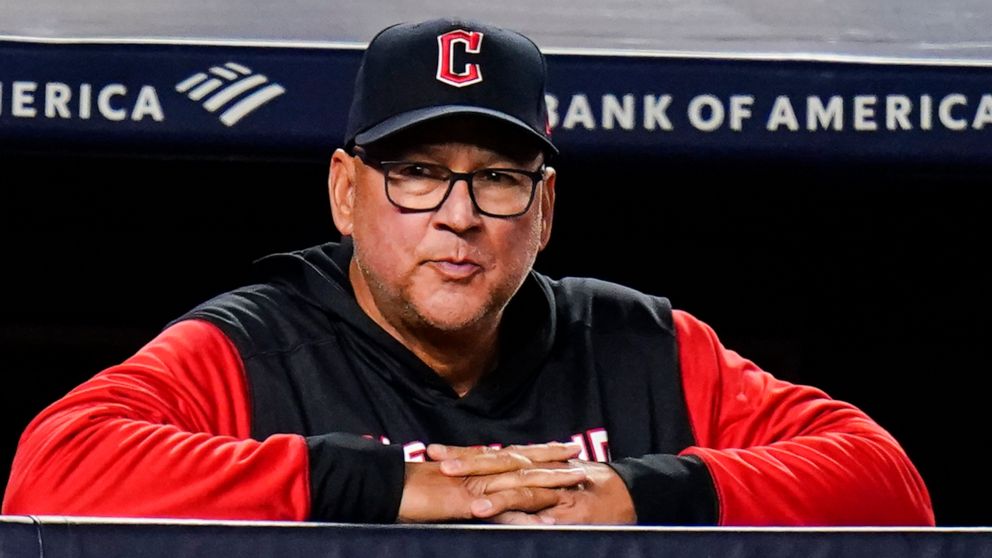 Cleveland Guardians manager Terry Francona looks on during the seventh inning of a baseball game against the New York Yankees, Friday, April 22, 2022, in New York. (AP Photo/Frank Franklin II)