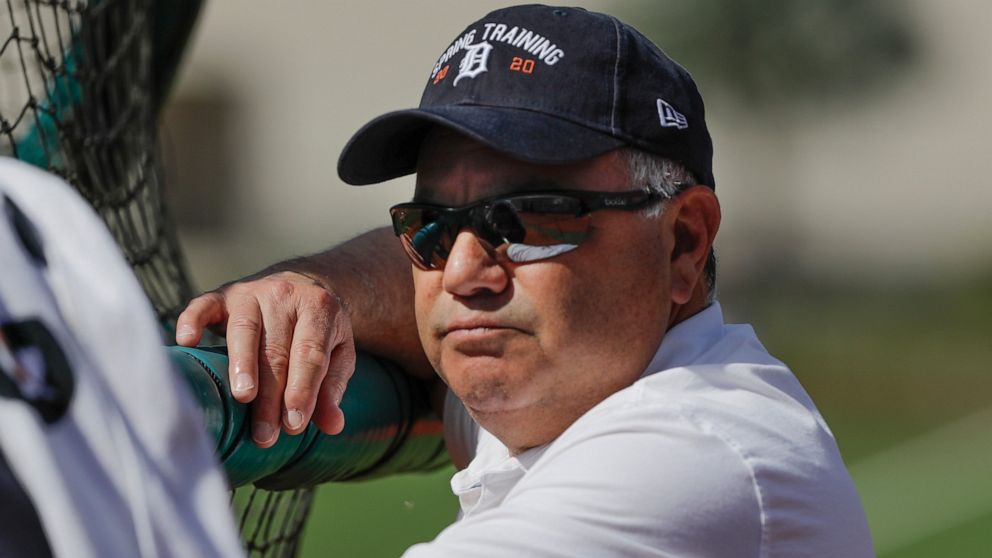 FILE - In this Saturday, Feb. 15, 2020 file photo, Detroit Tigers general manager Al Avila watches batting practice during a spring training baseball workout in Lakeland, Fla. The Detroit Tigers fired general manager Al Avila on Wednesday, Aug. 10, 2