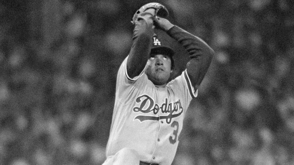 FILE - In this Aug. 8, 1981, file photo, Los Angeles Dodgers pitcher Fernando Valenzuela pitches in the All-Star game in Cleveland. The Dodgers needed a strike interrupted season and a pitching sensation named Fernando Valenzuela to win a championshi