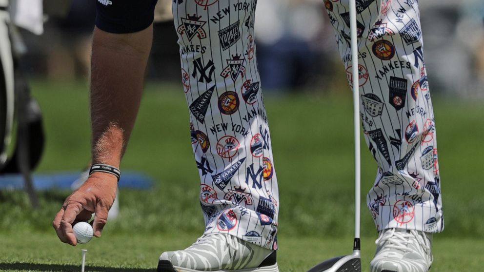 John Daly prepares to tee off on the 12th hole during the first round of the PGA Championship golf tournament, Thursday, May 16, 2019, at Bethpage Black in Farmingdale, N.Y. (AP Photo/Charles Krupa)