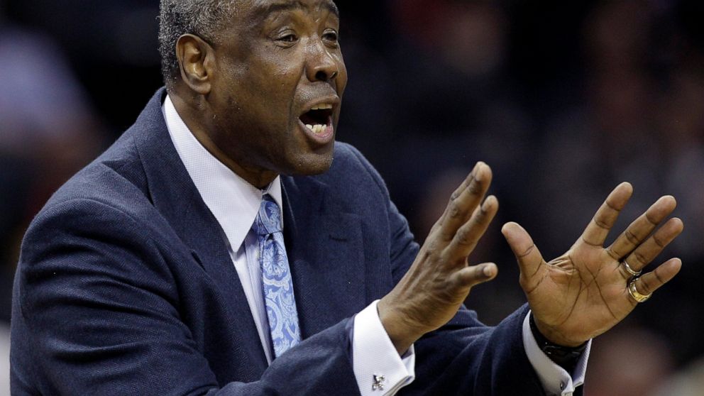 FILE - Charlotte Bobcats coach Paul Silas argues a call during the first half of an NBA basketball game against the Chicago Bulls in Charlotte, N.C., April 18, 2012. Silas, a member of three NBA championship teams, has died, his family announced Sund