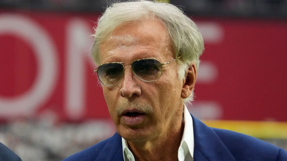 FILE - Los Angeles Rams owner Stan Kroenke is shown before an NFL football game between the Arizona Cardinals and the Los Angeles Rams, Sunday, Sept. 25, 2022, in Glendale, Ariz. Representatives of St. Louis, St. Louis County and the authority that o