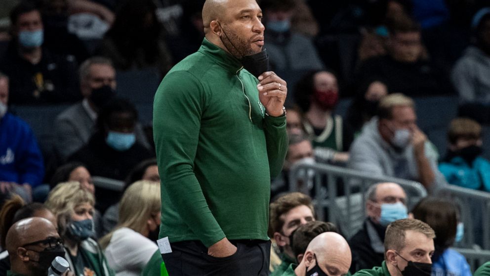 FILE - Milwaukee Bucks acting coach Darvin Ham watches during the first half of the team's NBA basketball game against the Charlotte Hornets on Jan. 8, 2022, in Charlotte, N.C. A person with knowledge of the decision says Ham has accepted an offer to