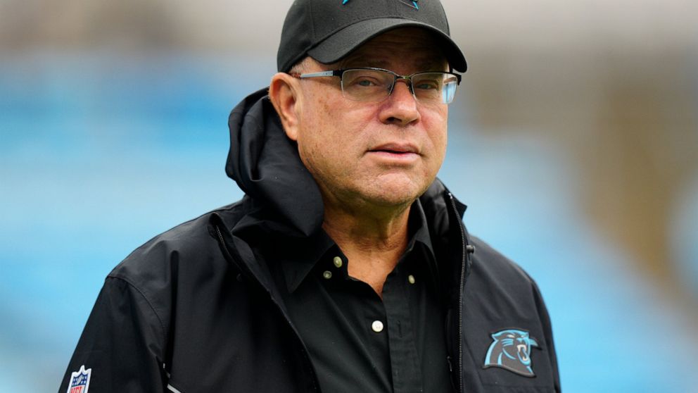 FILE - Carolina Panthers owner David Tepper watches during warm ups before an NFL football game between the Carolina Panthers and the Denver Broncos on Sunday, Nov. 27, 2022, in Charlotte, N.C. A sheriff in South Carolina has announced his deputies s
