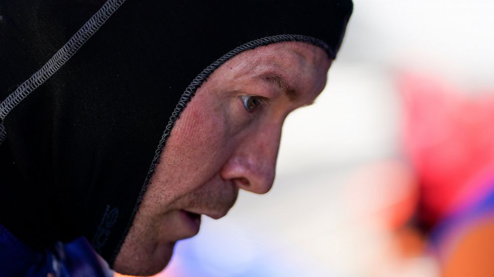 Scott Dixon, of New Zealand, waits in his pit box during practice for the Indianapolis 500 auto race at Indianapolis Motor Speedway, Tuesday, May 17, 2022, in Indianapolis. (AP Photo/Darron Cummings)