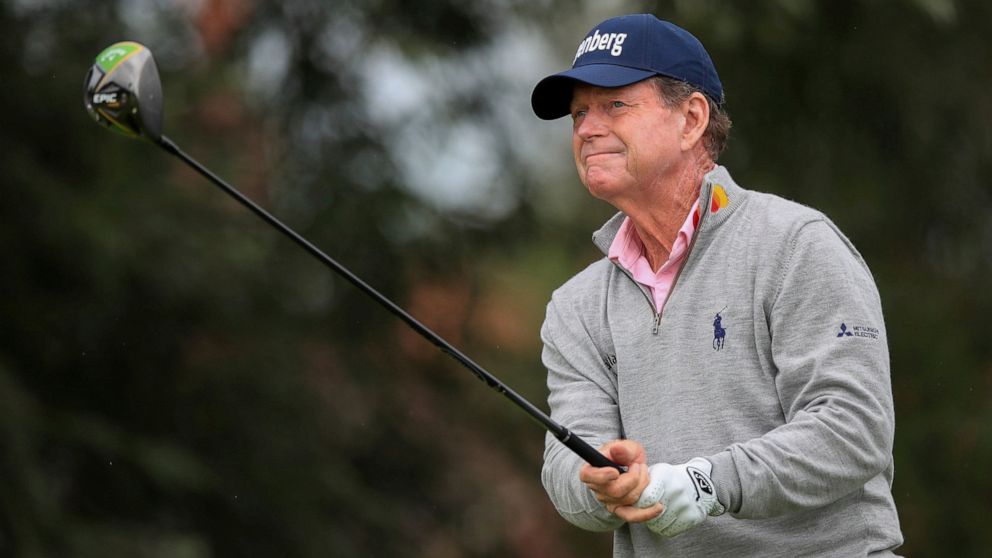 Tom Watson before announced his retirement from the Senior Open championships and the US senior Championships, during day three of the Senior Open golf tournament at Royal Lytham & St Annes Golf Club, at Lytham, Britain, Saturday July 27, 2019. (Pete