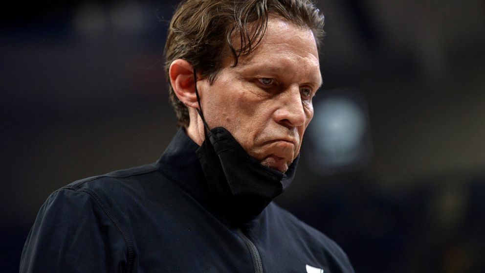 FILE - Utah Jazz head coach Quin Snyder walks off of the court after his team lost to the Memphis Grizzlies in an NBA basketball game Jan. 28, 2022, in Memphis, Tenn. Snyder resigned Sunday, June 5, 2022, as coach of the Jazz, ending an eight-year ru