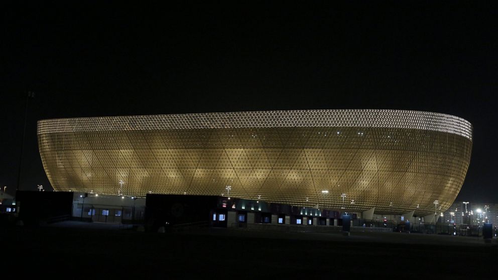 A general view of the Lusail Stadium in Lusail, Qatar, Friday, Oct. 21, 2022. (AP Photo/Hussein Sayed)