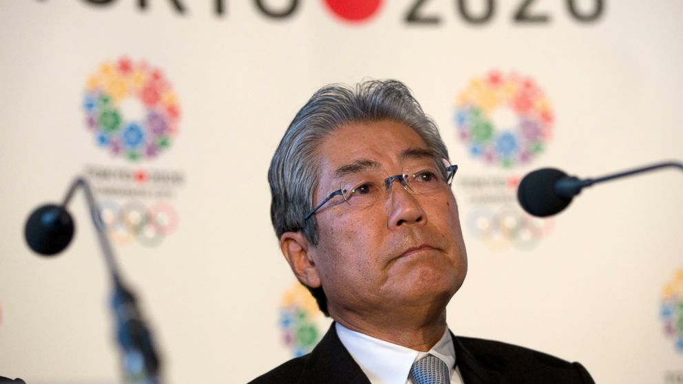 FILE - This is a Thursday, Jan. 10, 2013 file photo of Tsunekazu Takeda, President of the Tokyo 2020 Olympic games bid, as he listens to a question from the media during their first international presentation of the Tokyo 2020 Olympic Games bid in Lo