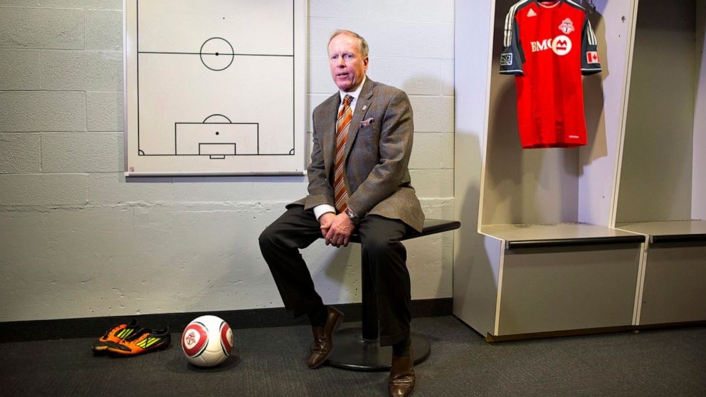 FILE - Kevin Payne, Toronto FC's new president and general manager, poses for a photo in Toronto, Nov. 28, 2012. Payne, who was an executive with two Major League Soccer teams and was elected to the National Soccer Hall of Fame in 2021, died Sunday, 