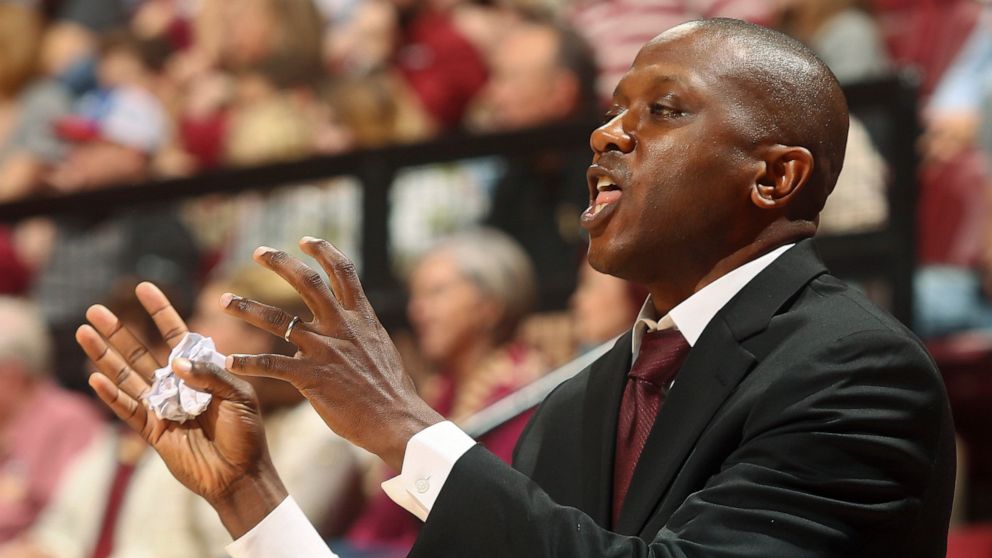 FILE - Florida State assistant coach Dennis Gates directs his team in the second half of an NCAA college basketball game against Winthrop in Tallahassee, Fla., Tuesday, Jan. 1, 2019. Missouri is hiring wildly successful Cleveland State coach Dennis G
