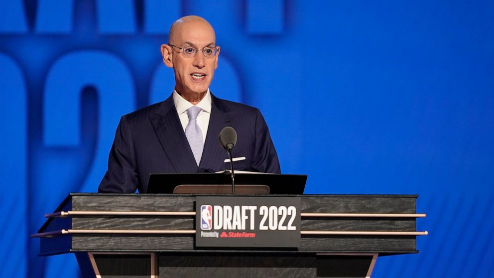 NBA Commissioner Adam Silver speaks at the start of the the NBA basketball draft, Thursday, June 23, 2022, in New York. (AP Photo/John Minchillo)